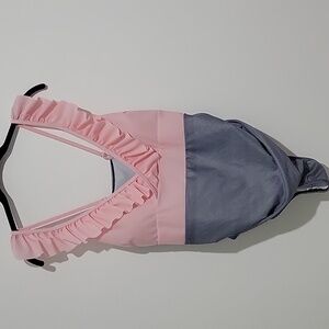 WOMEN'S ONE PIECE RUFFLED STRIPED SWIMSUIT DEEP V NECK